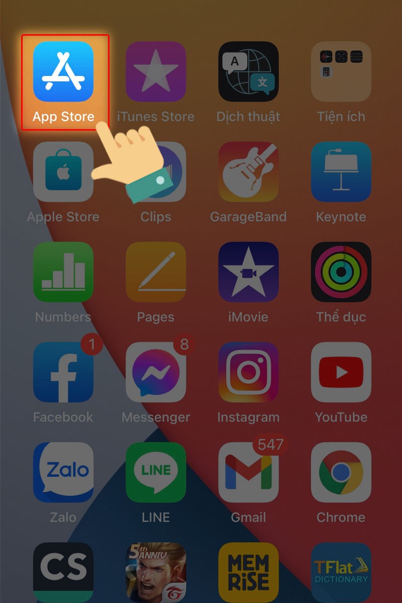 Mở ứng dụng App Store